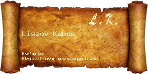 Liszov Kabos névjegykártya